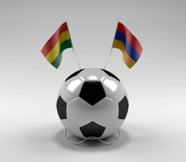 Bolivya - Ermenistan Futbol Bayrakları, Beyaz Arkaplan - 3D Render