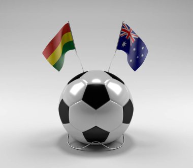 Bolivya - Avustralya Futbol Bayrakları, Beyaz Arkaplan - 3D Render