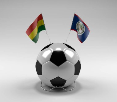 Bolivya - Belize Futbol Bayrakları, Beyaz Arkaplan - 3D Render