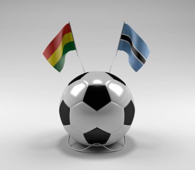 Bolivya - Botswana Futbol Bayrakları, Beyaz Arkaplan - 3D Render