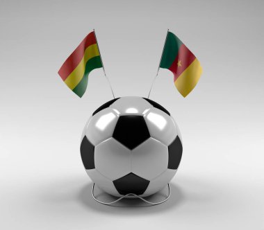 Bolivya - Kamerun Futbol Bayrakları, Beyaz Arkaplan - 3D Render