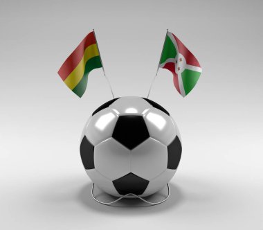 Bolivya - Burundi Futbol Bayrakları, Beyaz Arkaplan - 3D Render