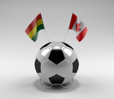 Bolivya - Kanada Futbol Bayrakları, Beyaz Arkaplan - 3D Render