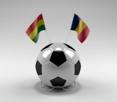 Bolivya - Çad Futbol Bayrakları, Beyaz Arkaplan - 3D Render