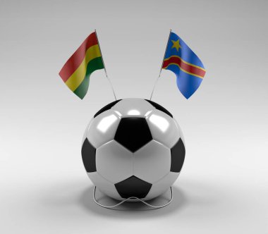 Bolivya - Kongo Demokratik Cumhuriyeti Futbol Bayrakları, Beyaz Arkaplan - 3D Render