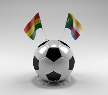 Bolivya - Komoros Futbol Bayrakları, Beyaz Arkaplan - 3D Render