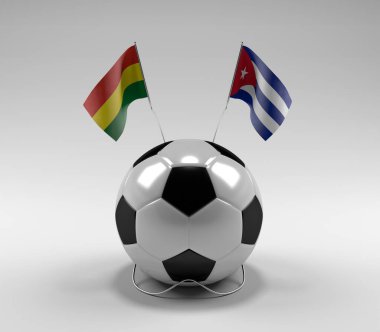 Bolivya - Küba Futbol Bayrakları, Beyaz Arkaplan - 3D Render