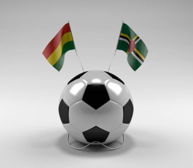 Bolivya - Dominica Futbol Bayrakları, Beyaz Arkaplan - 3D Render