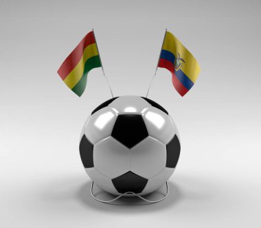 Bolivya - Ekvador Futbol Bayrakları, Beyaz Arkaplan - 3D Render