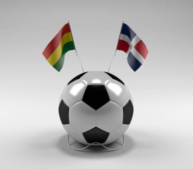 Bolivya - Dominik Cumhuriyeti Futbol Bayrakları, Beyaz Arkaplan - 3D Render