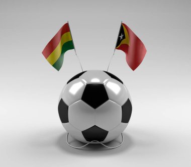 Bolivya - Doğu Timor Futbol Bayrakları, Beyaz Arkaplan - 3D Render