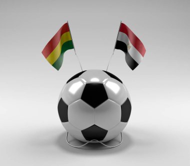 Bolivya - Mısır Futbol Bayrakları, Beyaz Arkaplan - 3D Render