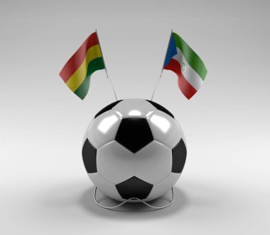 Bolivya - Ekvator-Gine Futbol Bayrakları, Beyaz Arkaplan - 3D Render