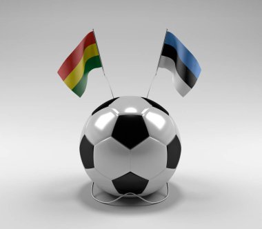 Bolivya - Estonya Futbol Bayrakları, Beyaz Arkaplan - 3D Render