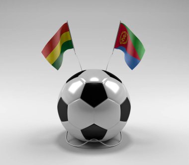 Bolivya - Eritre Futbol Bayrakları, Beyaz Arkaplan - 3D Render