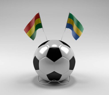 Bolivya - Gabon Futbol Bayrakları, Beyaz Arkaplan - 3D Render