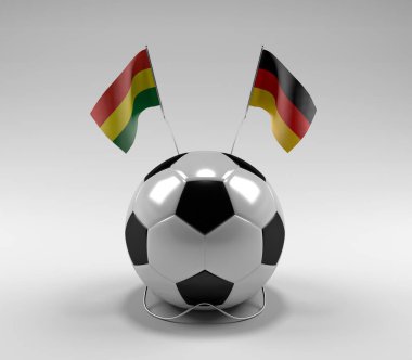 Bolivya - Almanya Futbol Bayrakları, Beyaz Arkaplan - 3D Render