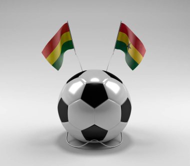 Bolivya - Gana Futbol Bayrakları, Beyaz Arkaplan - 3D Render