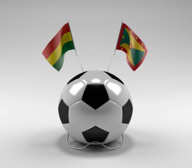 Bolivya - Grenada Futbol Bayrakları, Beyaz Arkaplan - 3D Render