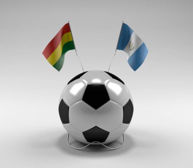 Bolivya - Guatemala Futbol Bayrakları, Beyaz Arkaplan - 3D Render