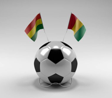 Bolivya - Gine Futbol Bayrakları, Beyaz Arkaplan - 3D Render