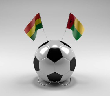 Bolivya - Gine-Bissau Futbol Bayrakları, Beyaz Arkaplan - 3D Render