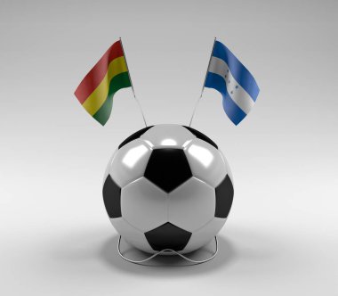 Bolivya - Honduras Futbol Bayrakları, Beyaz Arkaplan - 3B Render