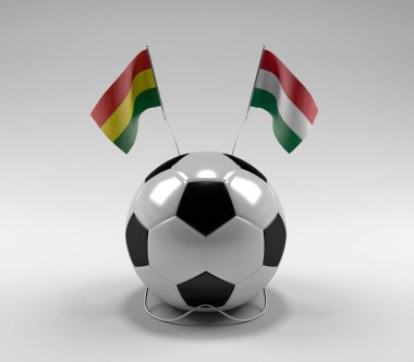 Bolivya - Macaristan Futbol Bayrakları, Beyaz Arkaplan - 3D Render