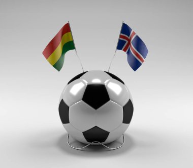 Bolivya - İzlanda Futbol Bayrakları, Beyaz Arkaplan - 3D Render