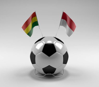 Bolivya - Endonezya Futbol Bayrakları, Beyaz Arkaplan - 3D Render