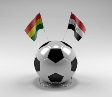 Bolivya - Irak Futbol Bayrakları, Beyaz Arkaplan - 3D Render