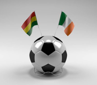 Bolivya - İrlanda Futbol Bayrakları, Beyaz Arkaplan - 3D Render
