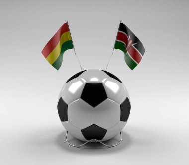 Bolivya - Kenya Futbol Bayrakları, Beyaz Arkaplan - 3D Render