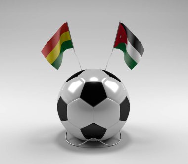 Bolivya - Jordan Futbol Bayrakları, Beyaz Arkaplan - 3D Render