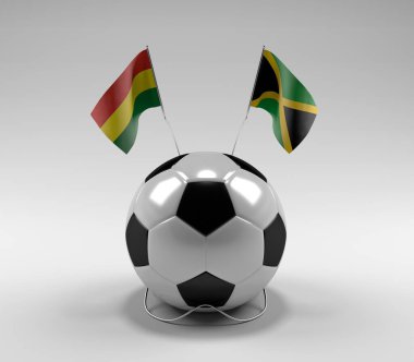 Bolivya - Jamaika Futbol Bayrakları, Beyaz Arkaplan - 3D Render