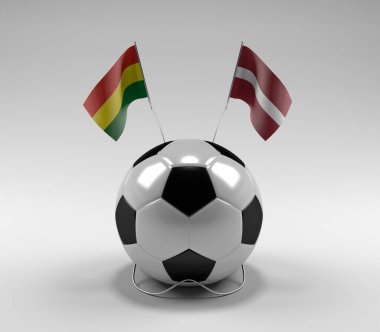Bolivya - Letonya Futbol Bayrakları, Beyaz Arkaplan - 3D Render