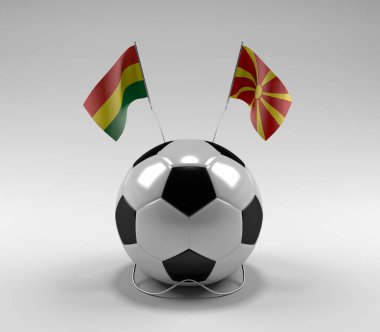 Bolivya - Makedonya Futbol Bayrakları, Beyaz Arkaplan - 3D Render