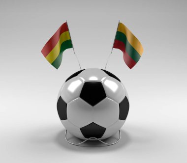 Bolivya - Litvanya Futbol Bayrakları, Beyaz Arkaplan - 3D Render