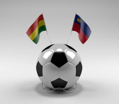 Bolivya - Lihtenştayn Futbol Bayrakları, Beyaz Arkaplan - 3D Render