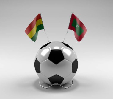 Bolivya - Maldivler Futbol Bayrakları, Beyaz Arkaplan - 3B Render