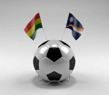 Bolivya - Marshall Adaları Futbol Bayrakları, Beyaz Arkaplan - 3D Render