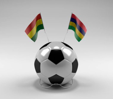 Bolivya - Mauritius Futbol Bayrakları, Beyaz Arkaplan - 3D Render