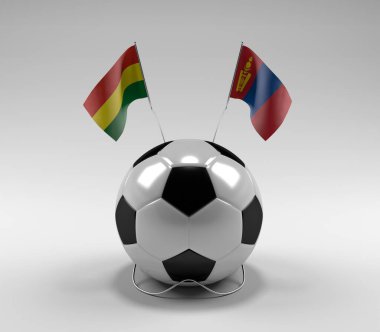 Bolivya - Moğolistan Futbol Bayrakları, Beyaz Arkaplan - 3B Render