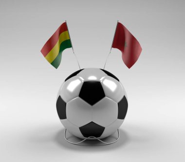 Bolivya - Fas Futbol Bayrakları, Beyaz Arkaplan - 3D Render