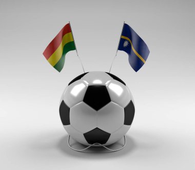 Bolivya - Nauru Futbol Bayrakları, Beyaz Arkaplan - 3D Render