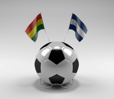 Bolivya - Nikaragua Futbol Bayrakları, Beyaz Arkaplan - 3D Render