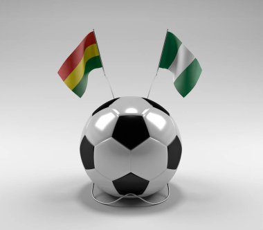 Bolivya - Nijerya Futbol Bayrakları, Beyaz Arkaplan - 3D Render
