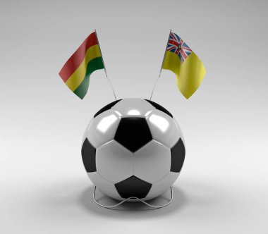 Bolivya - Niue Futbol Bayrakları, Beyaz Arkaplan - 3D Render