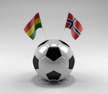 Bolivya - Norveç Futbol Bayrakları, Beyaz Arkaplan - 3D Render