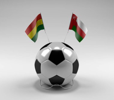 Bolivya - Umman Futbol Bayrakları, Beyaz Arkaplan - 3D Render